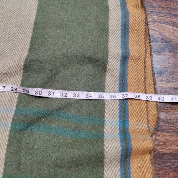 Vince Camuto Boho Brown & Olive Herringbone Striped W/ Fringe Open Front Poncho - Picture 13 of 14